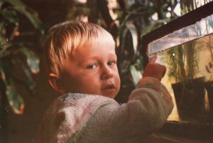 Kleines Kind bestaunt Aquarium